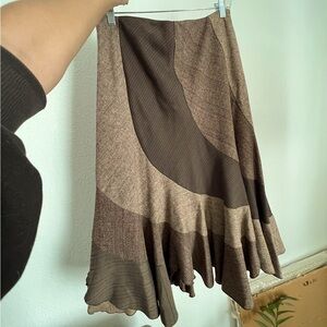 SOLD Sunny Leigh Brown Plaid Asymmetrical Skirt